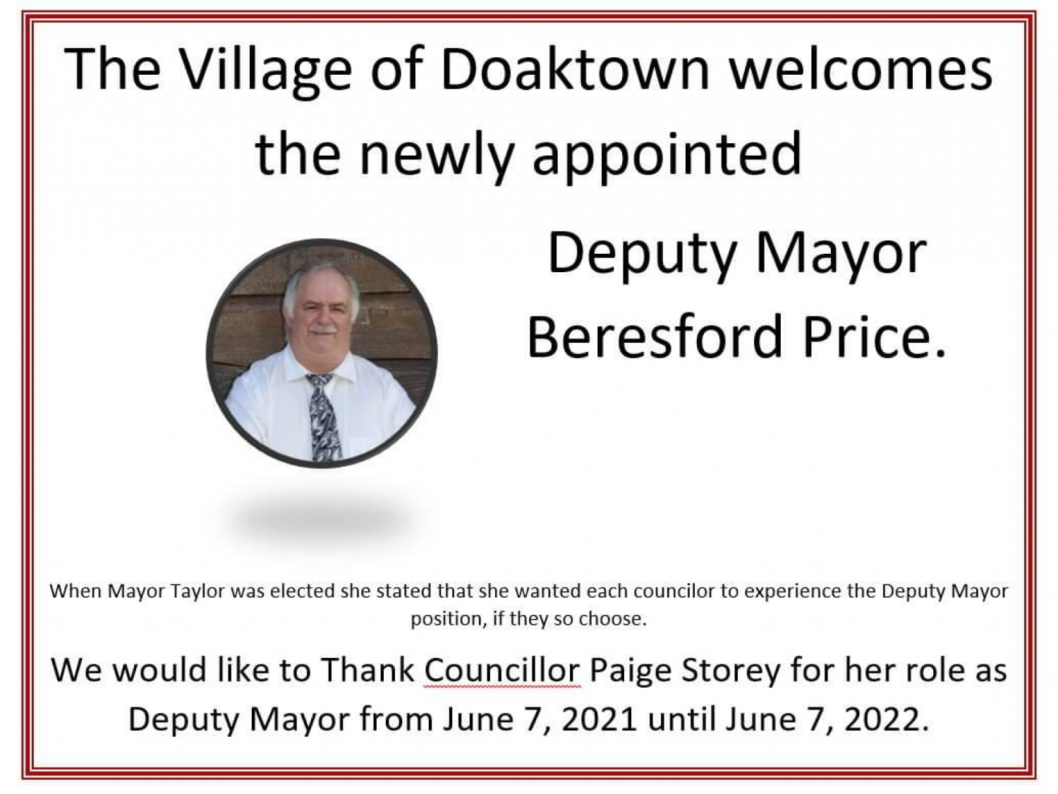 Newly Appointed Deputy Mayor Beresford Price